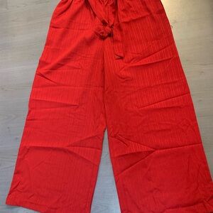 SHEIN Red Wide Leg Pants